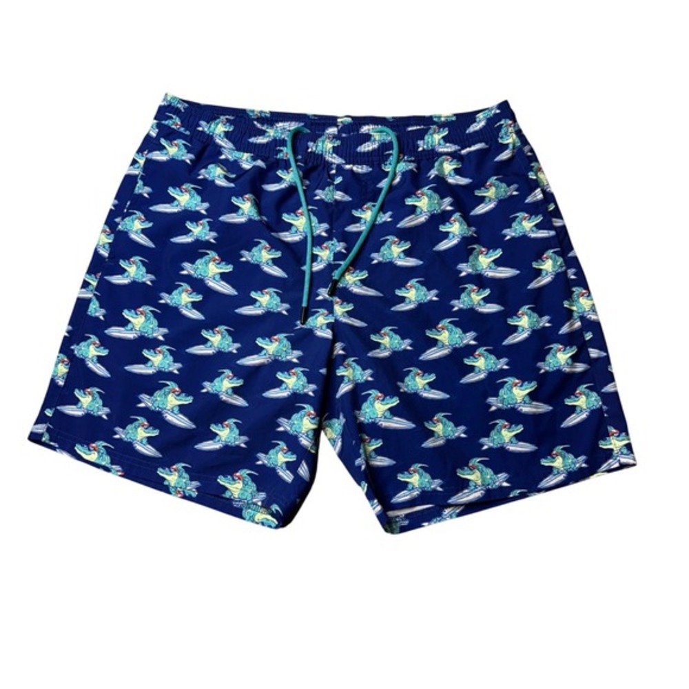 LRD Performance Board Shorts Mens Large Blue Surfing Crocodile Print Swim Trunks